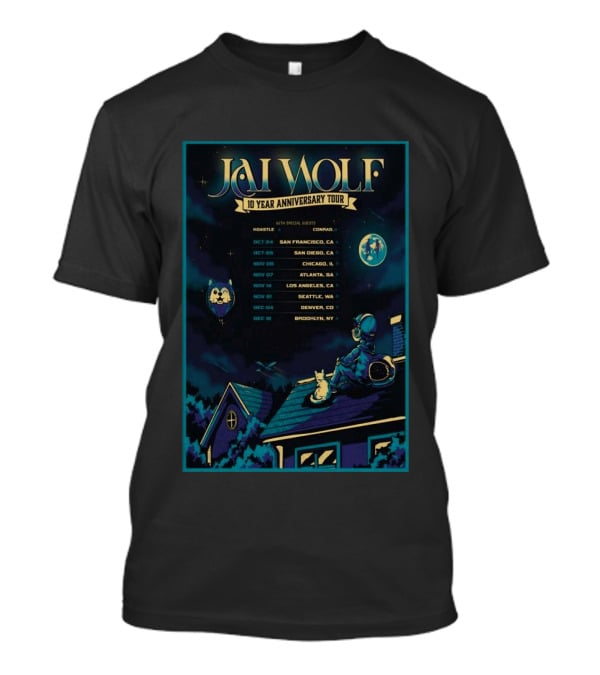 Jai Wolf 10 Year Anniversary Tour 2023 Dates San Francisco San Diego Chicago Atlanta Los Angeles Seattle Denver Brooklyn T-Shirt