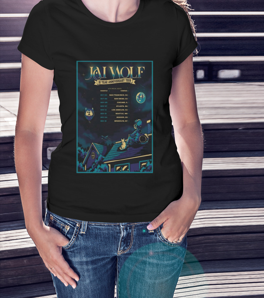 Jai Wolf 10 Year Anniversary Tour 2023 Dates San Francisco San Diego Chicago Atlanta Los Angeles Seattle Denver Brooklyn T-Shirt