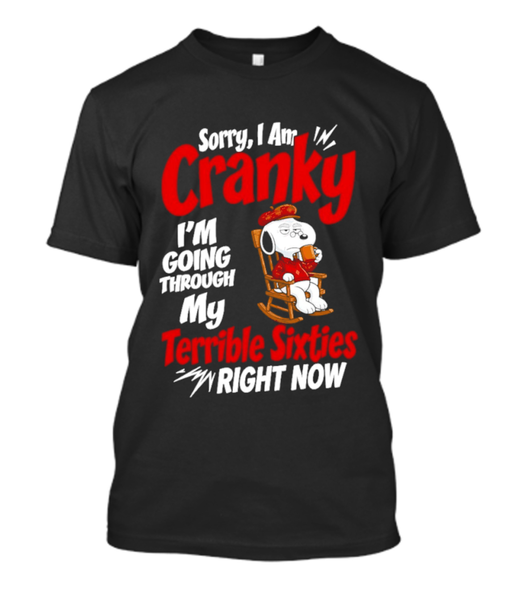 Snoopy Sorry I Am Cranky I'm Going Through My Terrible Sixties Right Now T-Shirt