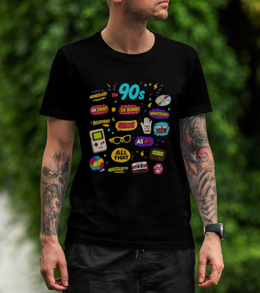 The 90s Nostalgia Oh Snap Homeskillet Da Bomb Booyah Sike Whatever You Go Girl As If All That Wazzup Talk To The Hand Retro Gaming Cassette CD Beeper T-Shirt