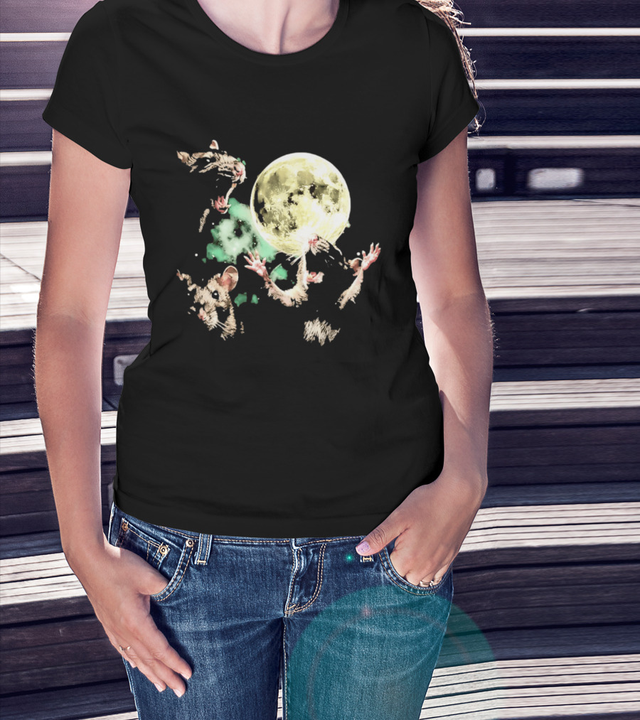 Three Rats Howling At The Full Moon Rodent T-Shirt