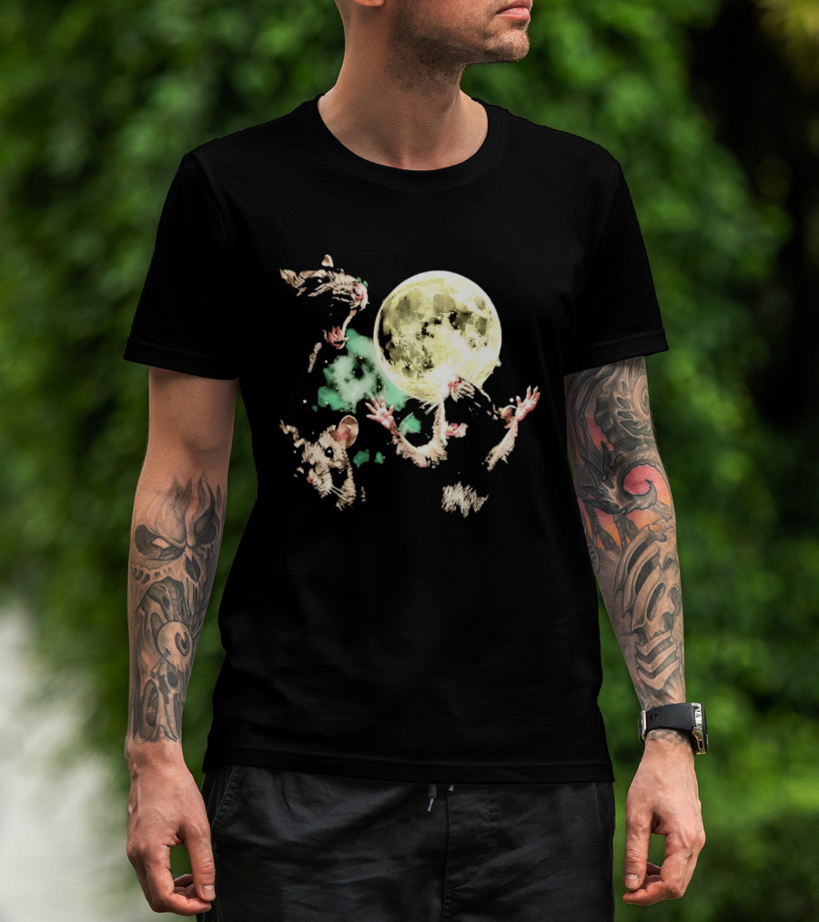 Three Rats Howling At The Full Moon Rodent T-Shirt