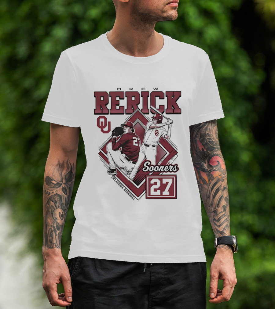 Oklahoma Sooners Drew Rerick Baseball 27 OU T-Shirt