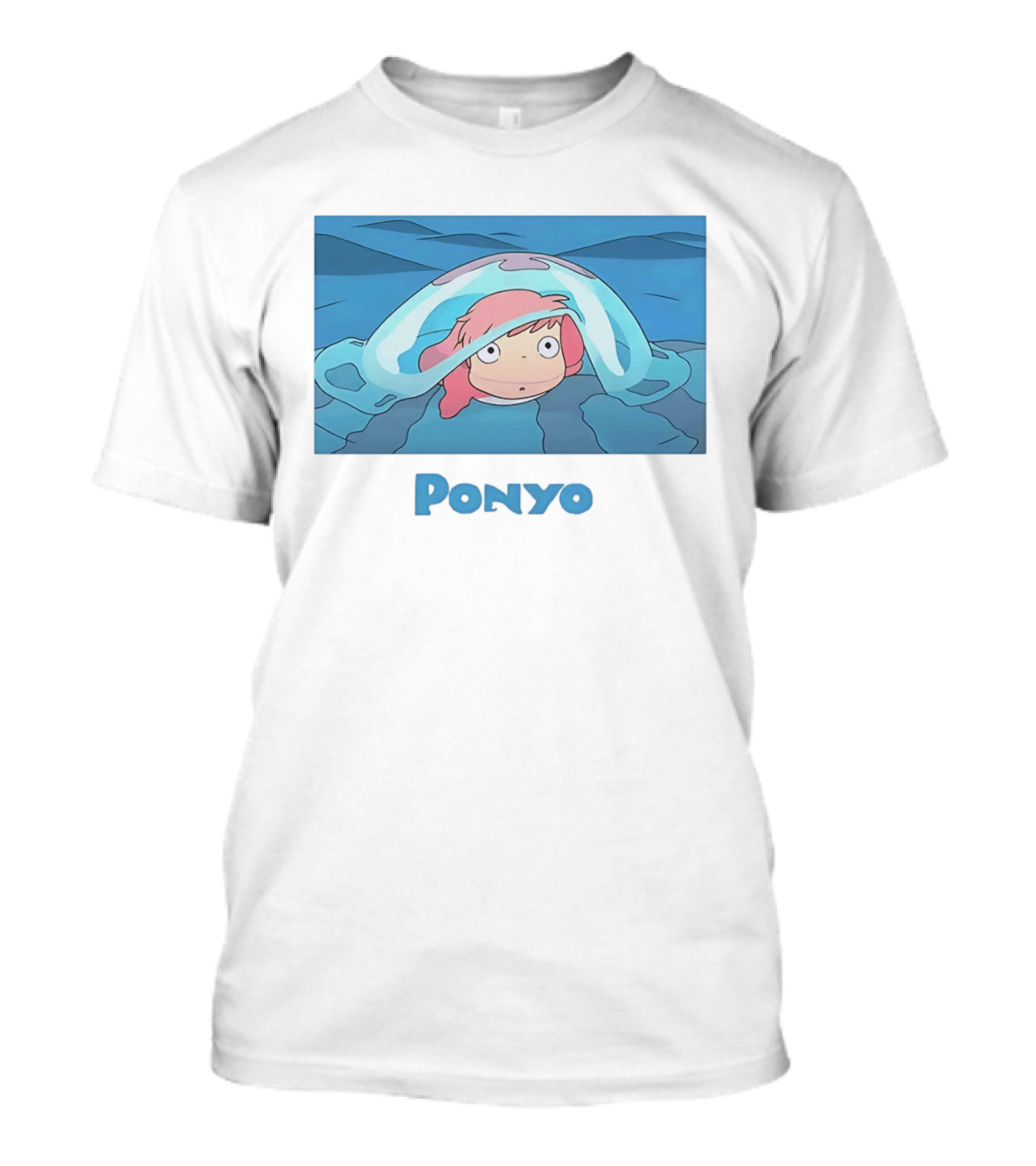 Ponyo Peeking Out Of Ocean Wave Bubble Scene T-Shirt