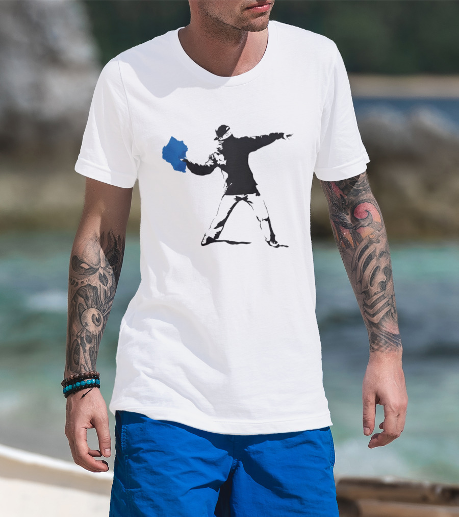 Blue Strip Paint Thrower Algae Political Team Concept T-Shirt