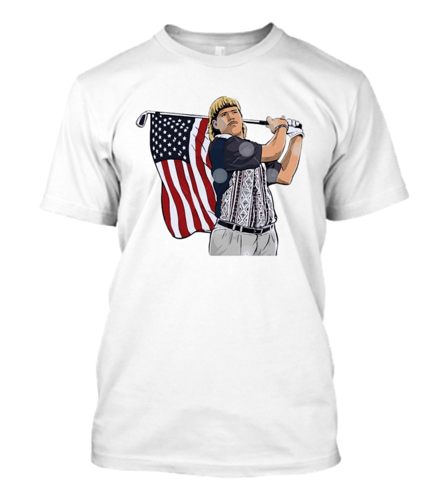 John Daly Holding Golf Stick American Flag 4th Of July Golfer T-Shirt