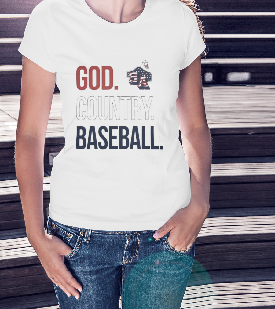 San Antonio Missions God Country Baseball USA Flag Patriotic Grey T-Shirt