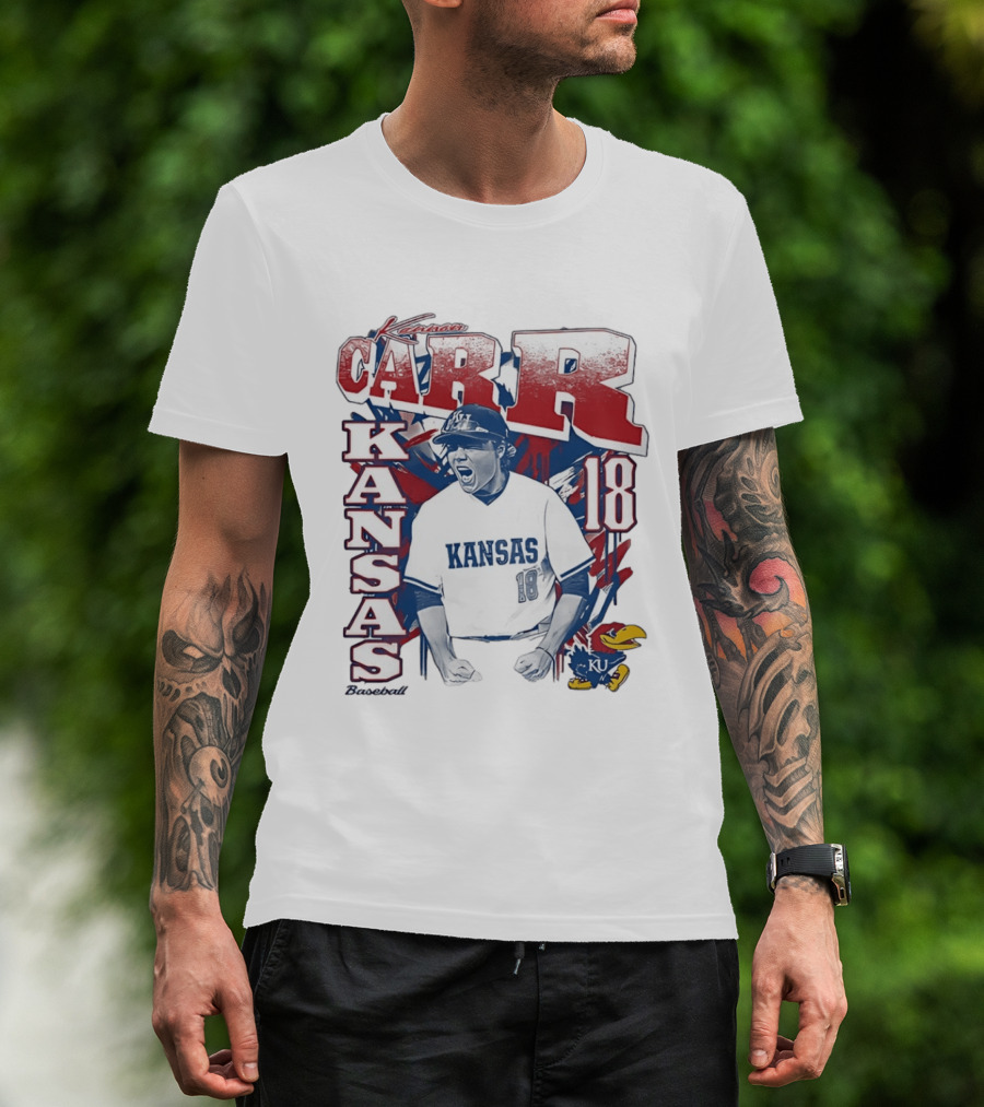 Kansas Jayhawks Kanon Carr 18 Baseball KU Team Fan Gear T-Shirt