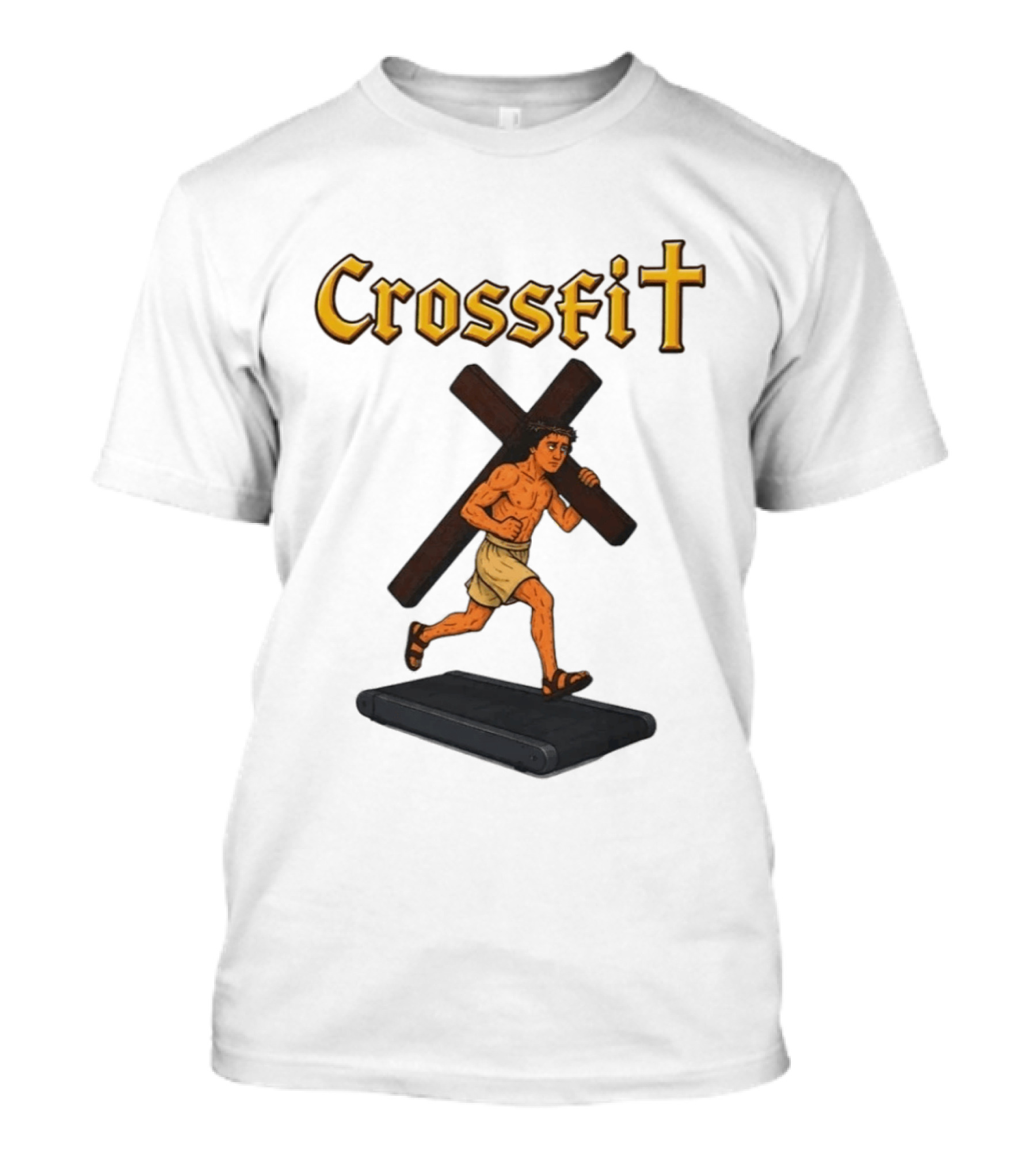 CrossFit Jesus Treadmill Religious Workout T-Shirt