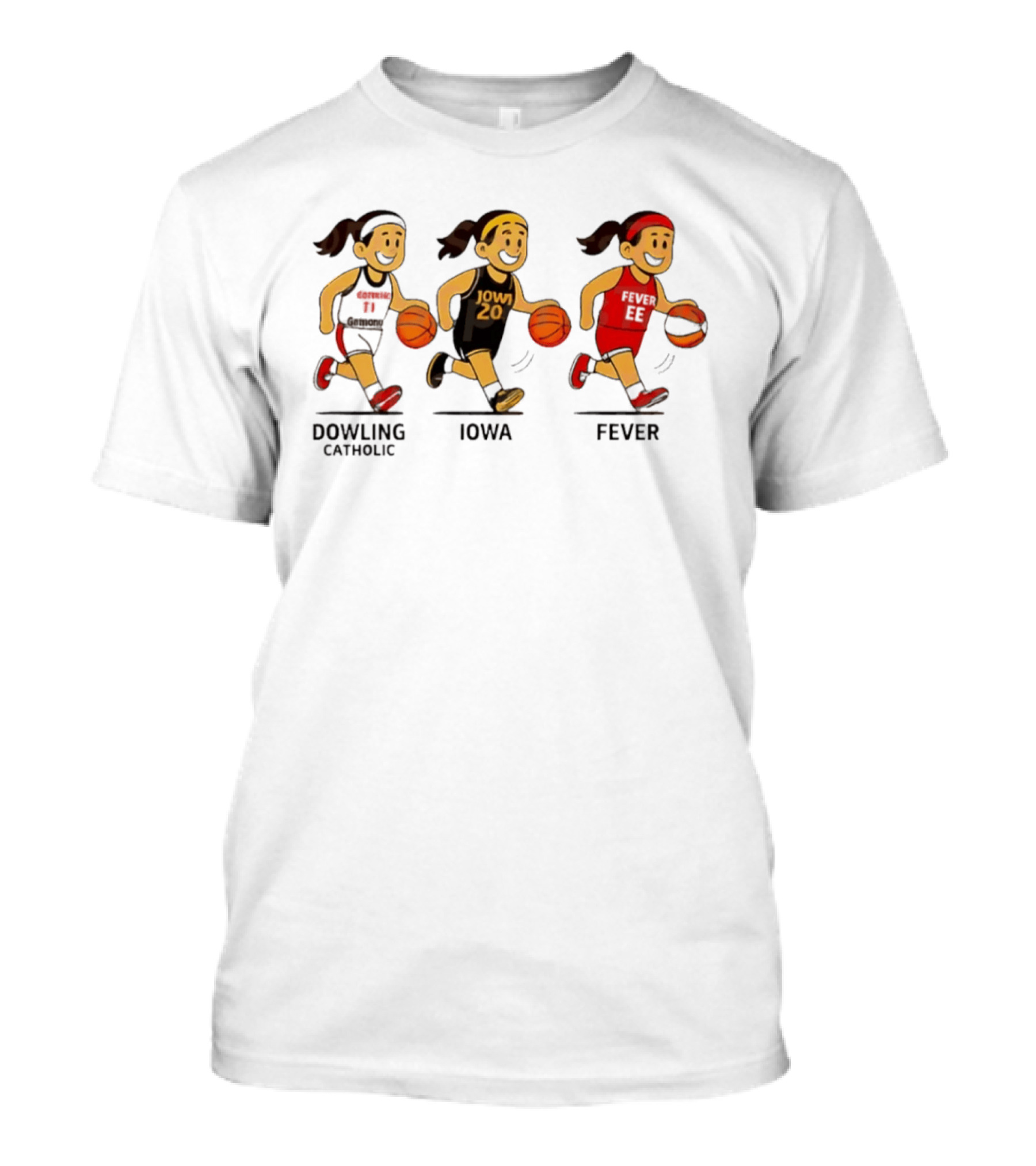 Dowling Catholic Iowa Fever Basketball Players Running With Basketballs T-Shirt