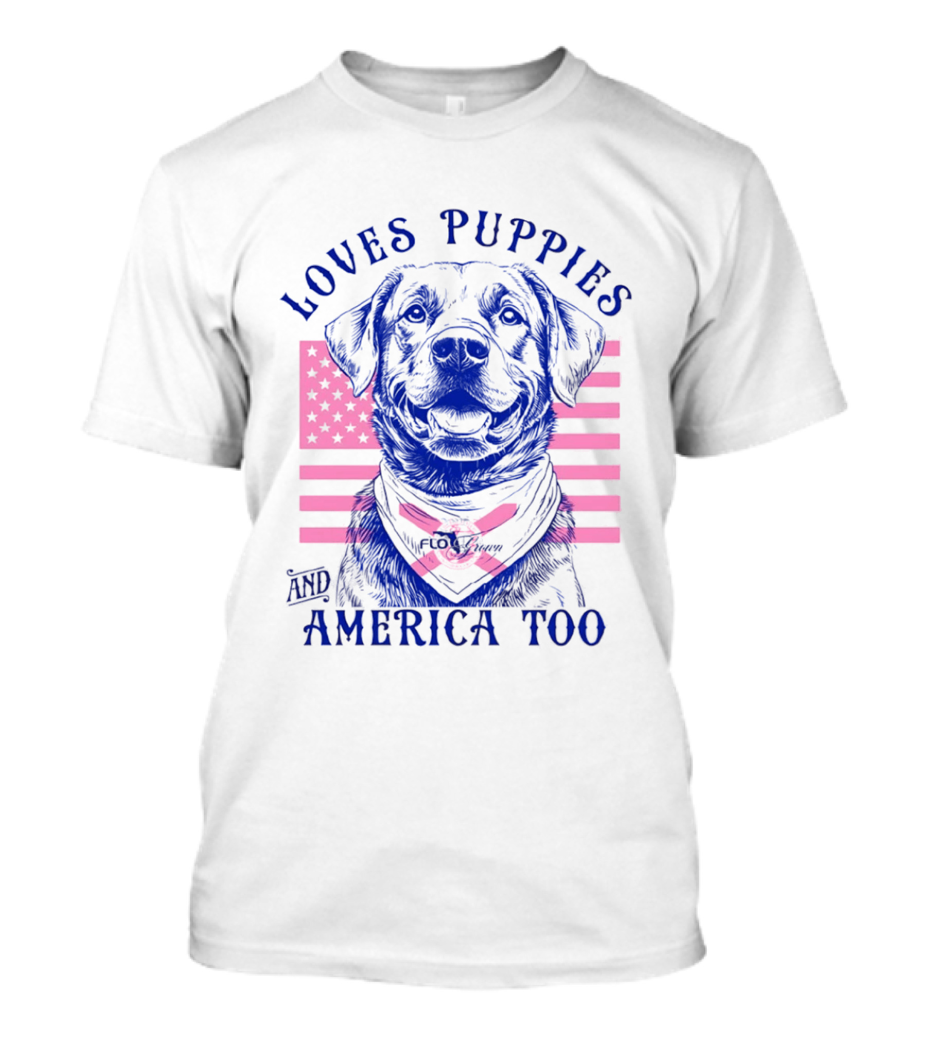 Loves Puppies Labrador Retriever And America Too T-Shirt