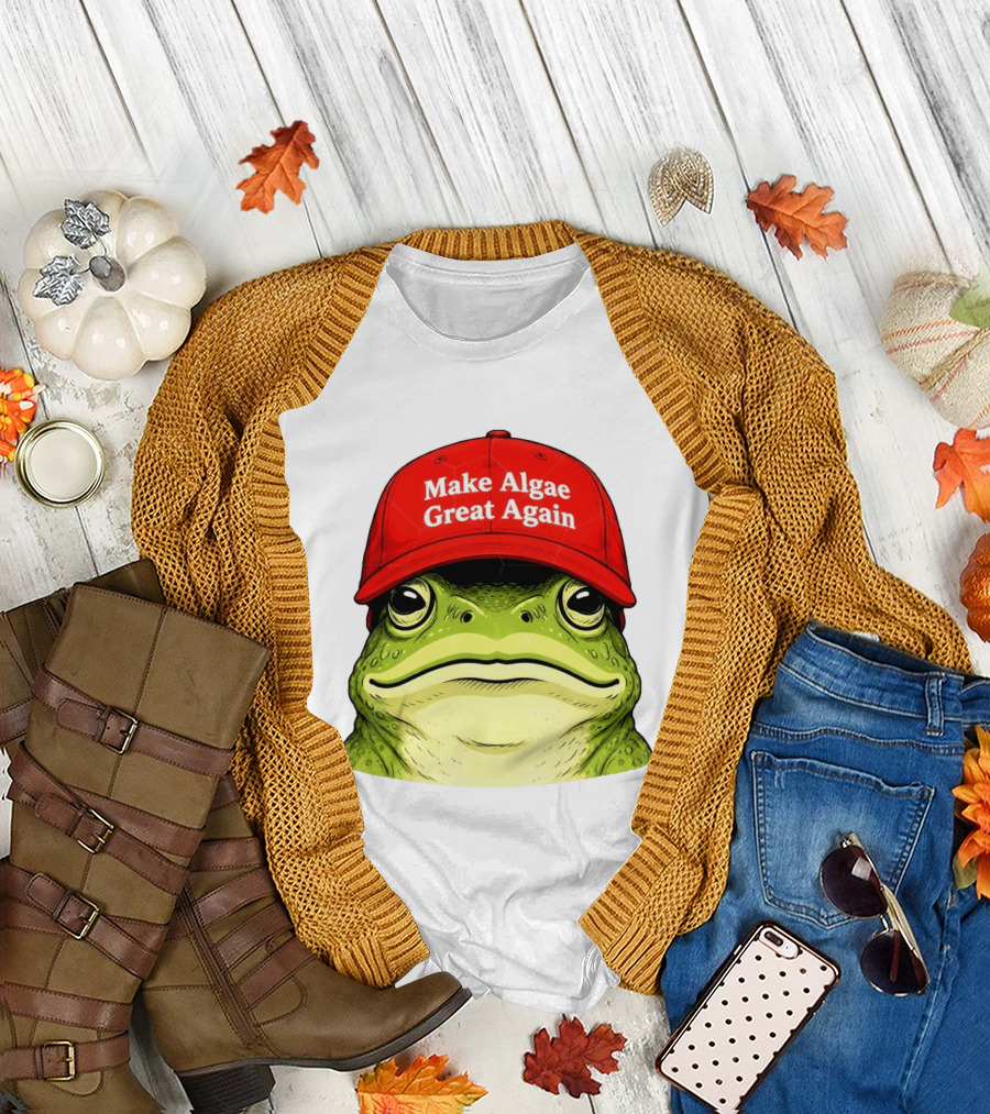 Frog Team Algae Make Algae Great Again Hat Patriotic American Flag 2026 T-Shirt