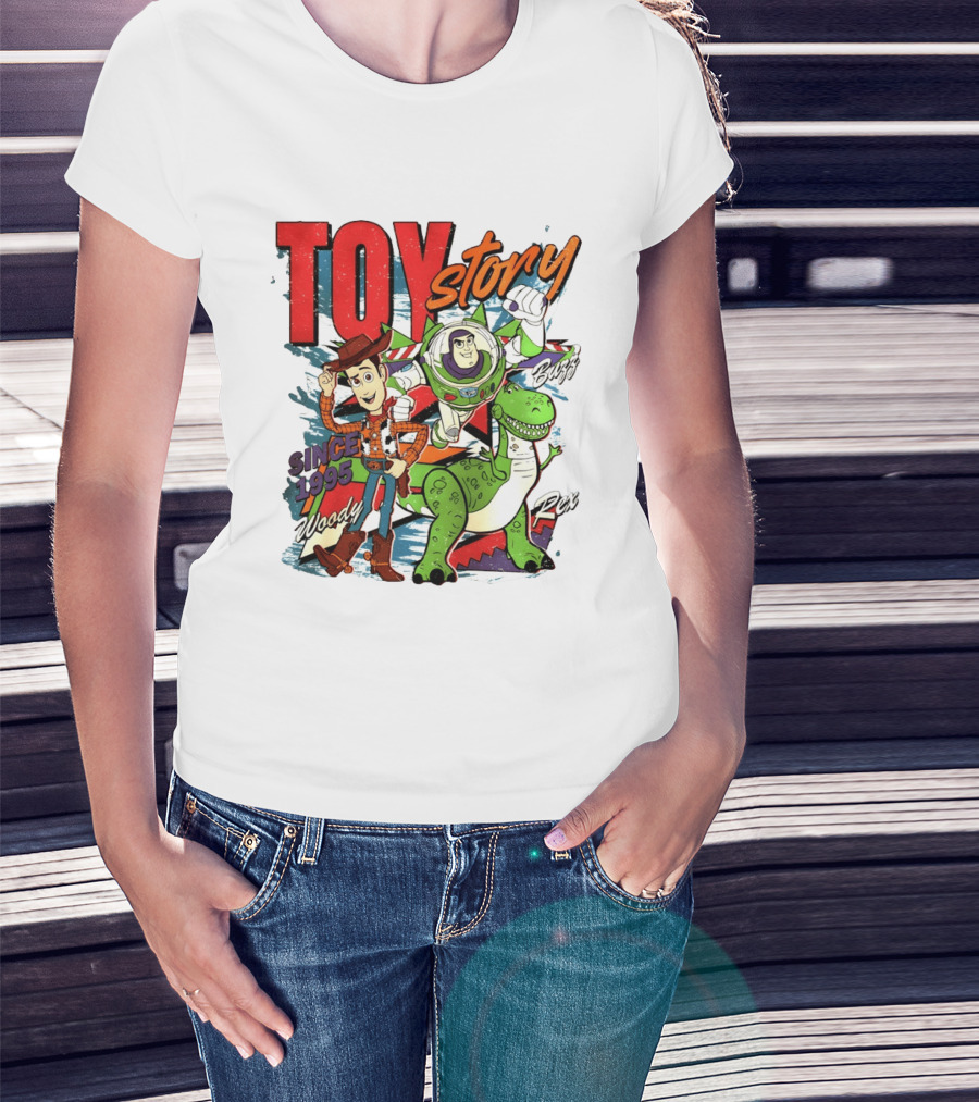 Toy Story Woody Buzz Rex Since 1995 Animated Adventure T-Shirt