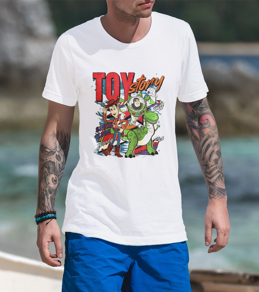 Toy Story Woody Buzz Rex Since 1995 Animated Adventure T-Shirt