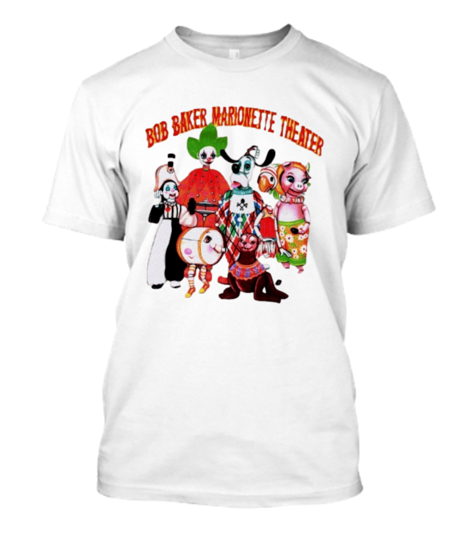 Bob Baker Marionette Theater Clown Dog Pig Characters T-Shirt