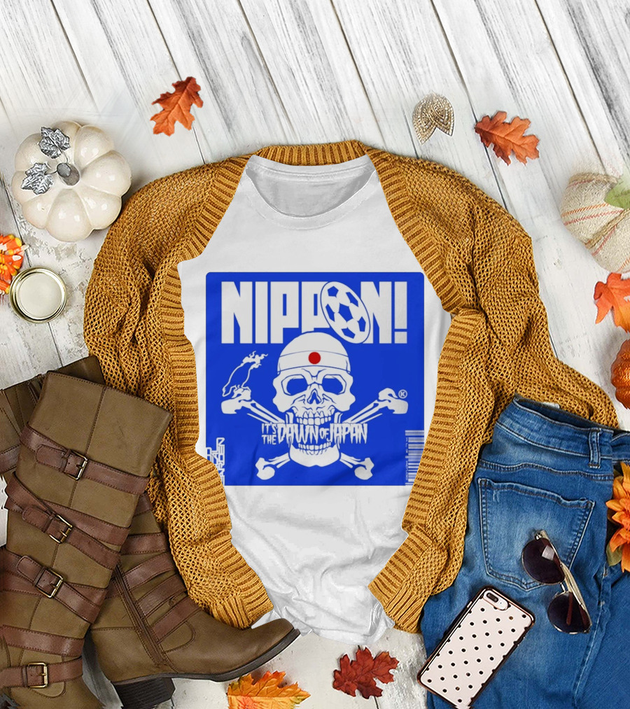 Nippon It's The Dawn of Japan Skull Crossbones Soccer Ball T-Shirt