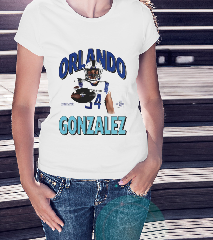 Orlando Gonzalez Indiana State Sycamores Linebacker Football Player 34 T-Shirt
