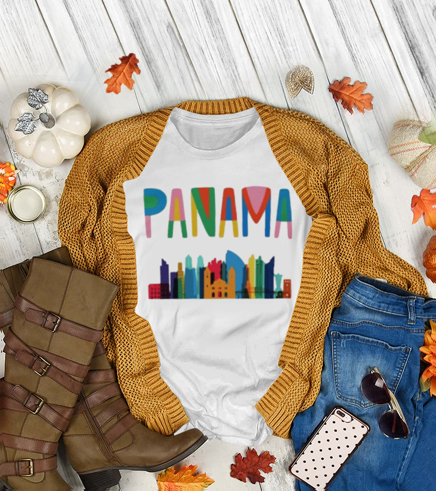 Panama Colorful Cityscape Skyline T-Shirt