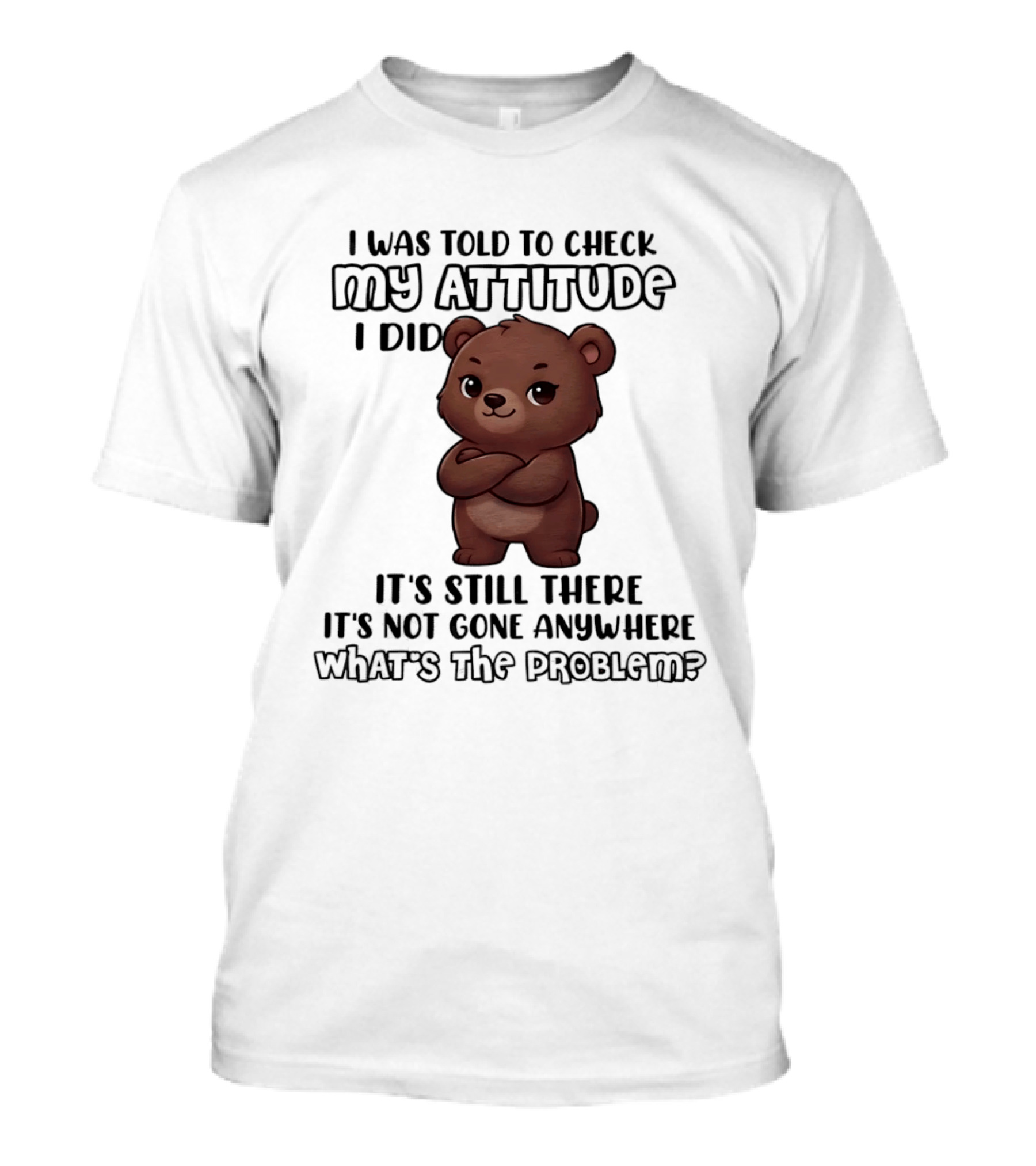 I Was Told To Check My Attitude Bear Illustration It's Still There What's The Problem T-Shirt