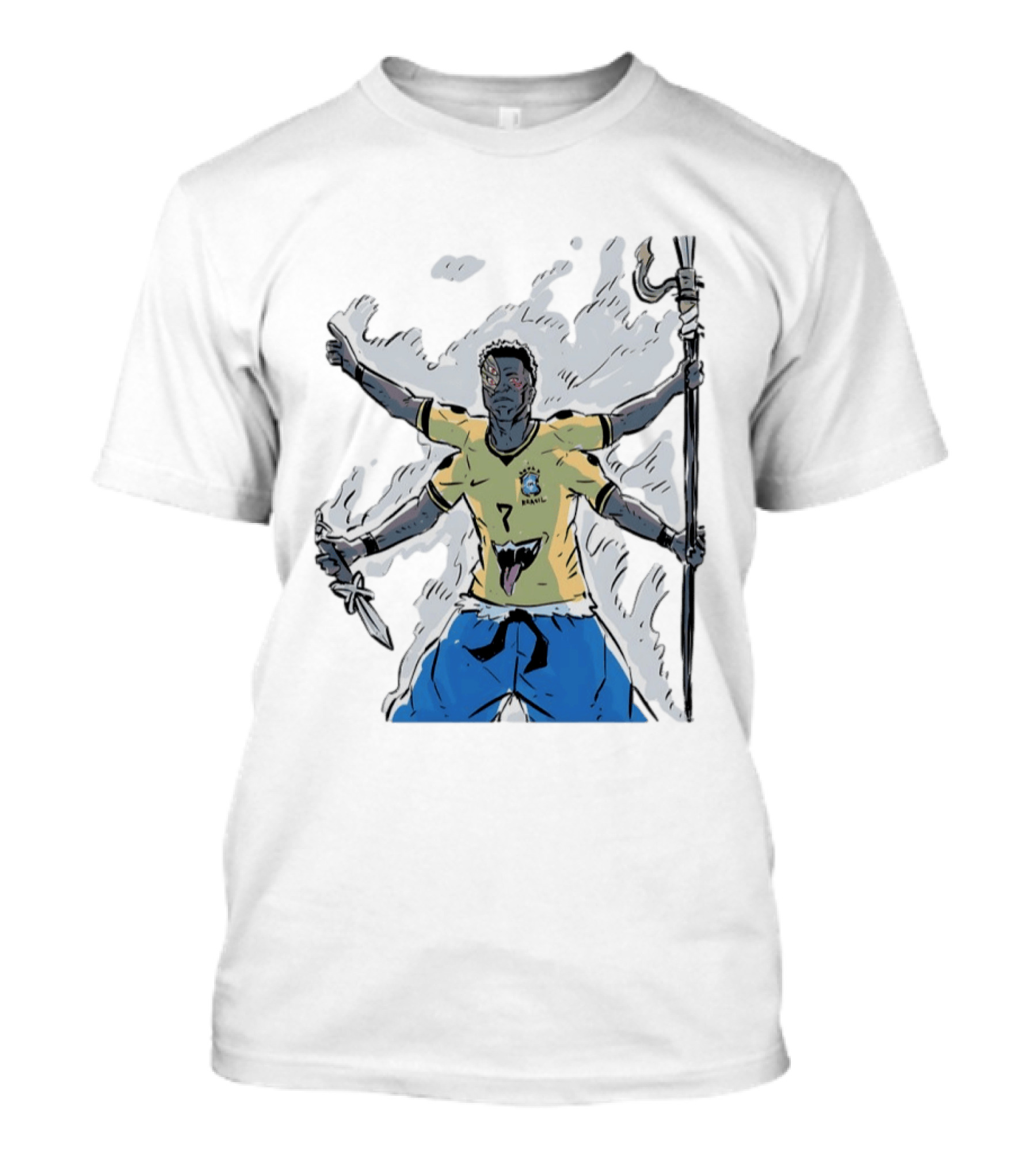 Vini Jr. Brazil Ryomen Sukuna Crossover Anime Character Fusion T-Shirt