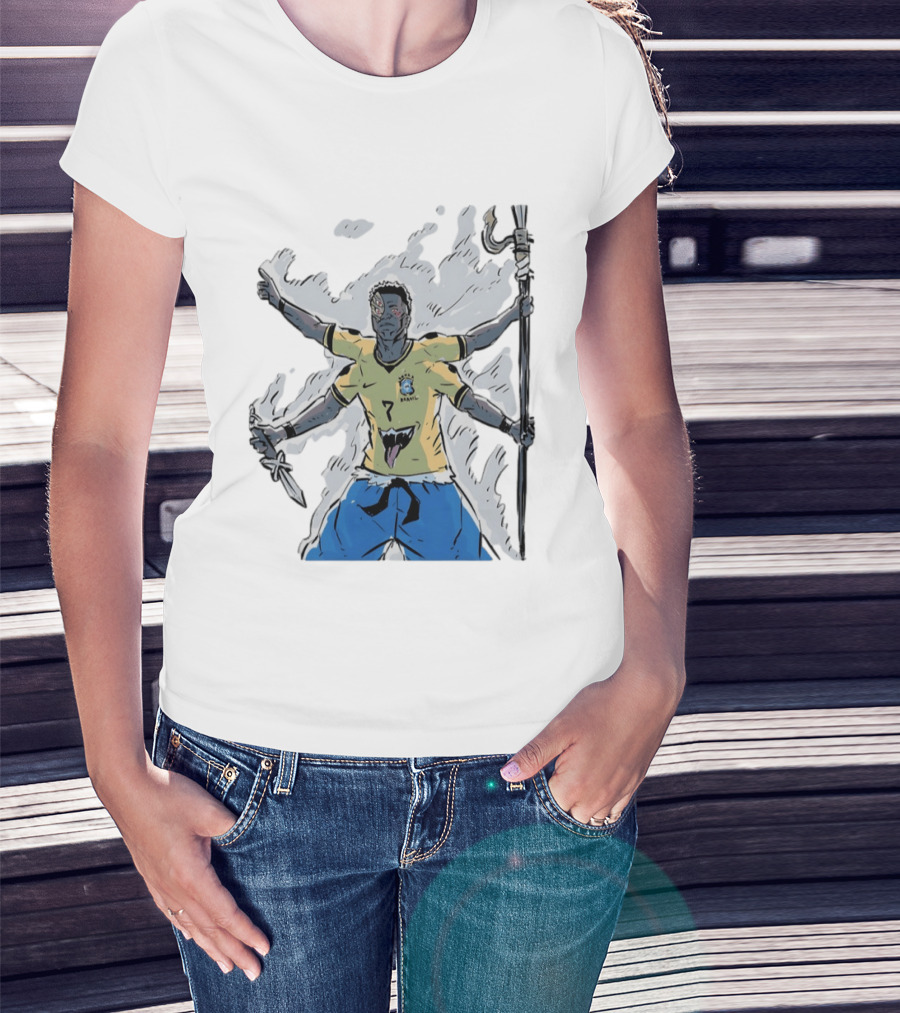 Vini Jr. Brazil Ryomen Sukuna Crossover Anime Character Fusion T-Shirt