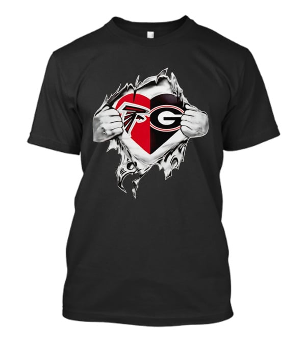 Atlanta Falcons Georgia Bulldogs Heart Fan Pride T-Shirt