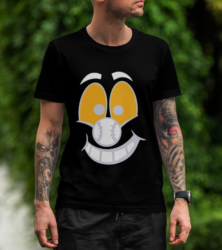 Cartoon Baseball Smile Face With Playful Eyes T-Shirt