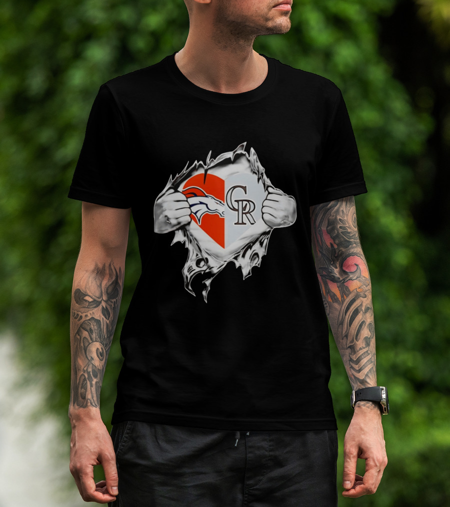 Broncos Rockies Heart Split Collaboration T-Shirt