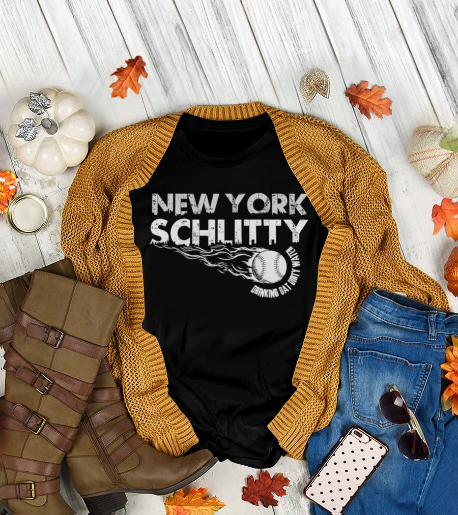 New York Schlitty Drinking Dat Dirty Water Baseball T-Shirt