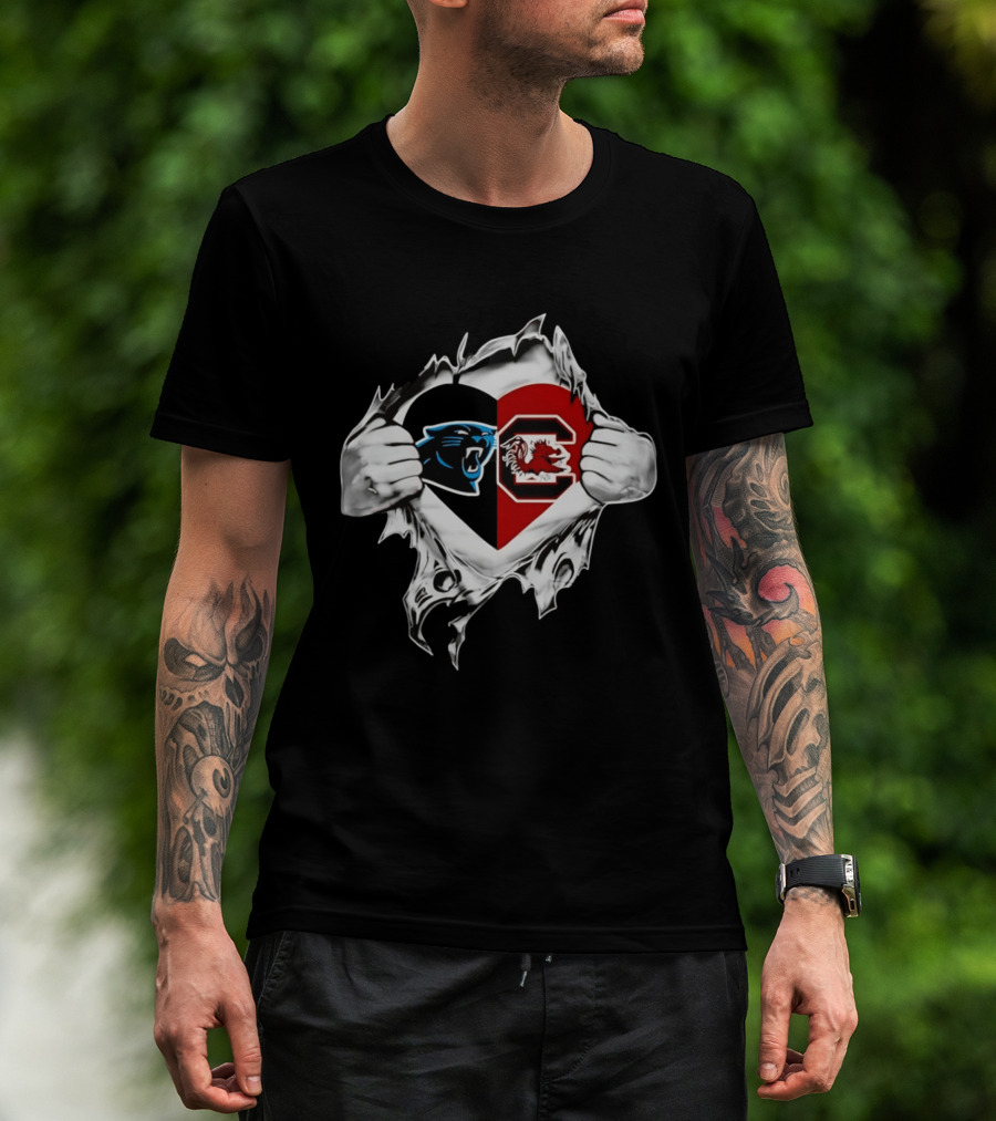 Carolina Panthers South Carolina Gamecocks Heart T-Shirt