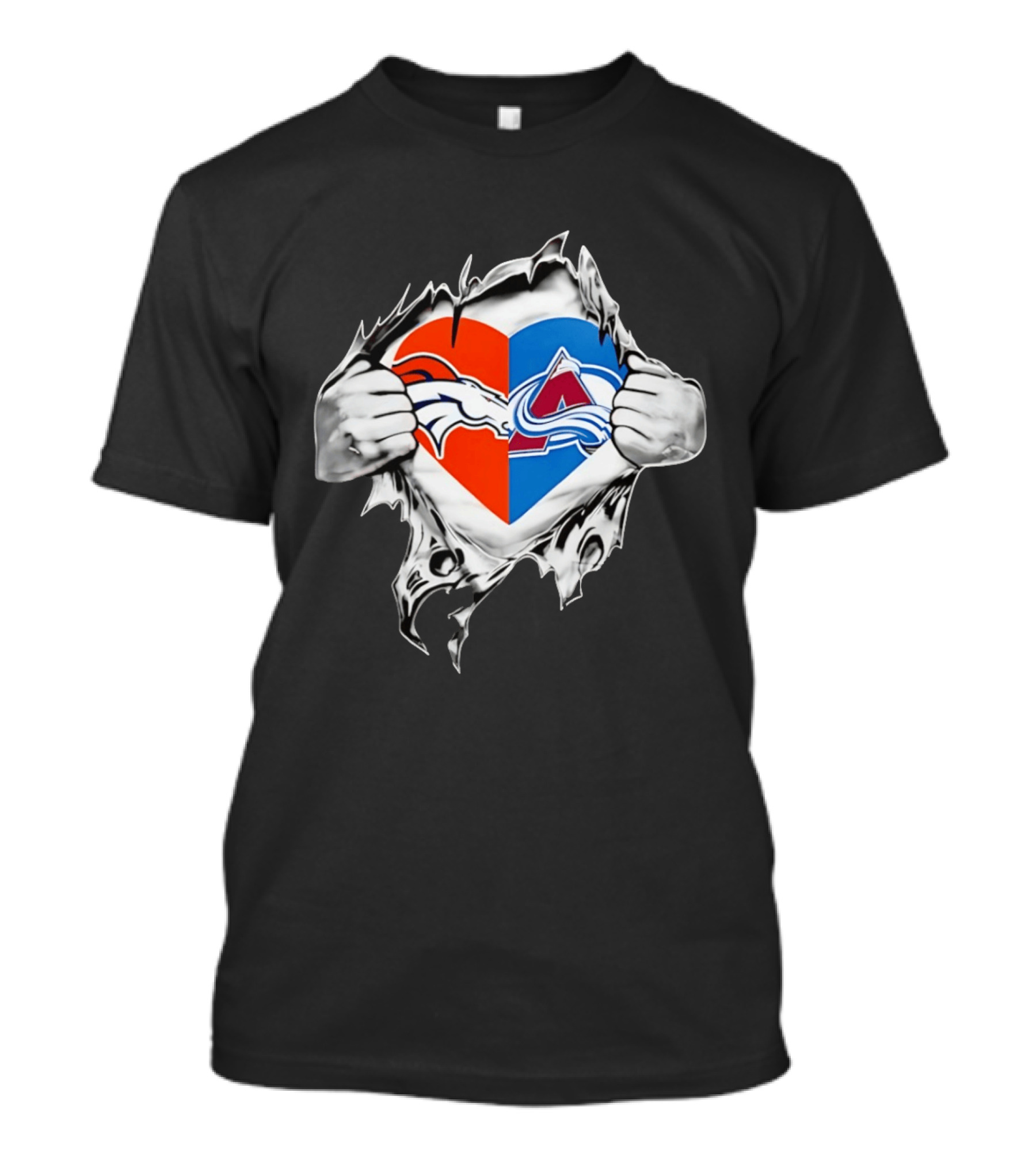 Denver Broncos Colorado Avalanche Heart Symbol Fans T-Shirt