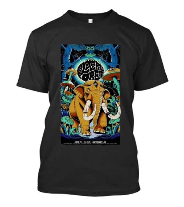 Electric Forest June 25 28 2026 Rothbury MI Mammoth And Psychedelic Mushrooms T-Shirt