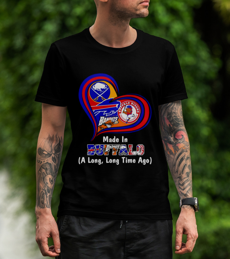 Buffalo Sabres Bills Bisons Made In Buffalo Heart T-Shirt