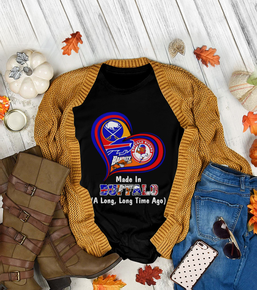 Buffalo Sabres Bills Bisons Made in Buffalo Heart T-Shirt