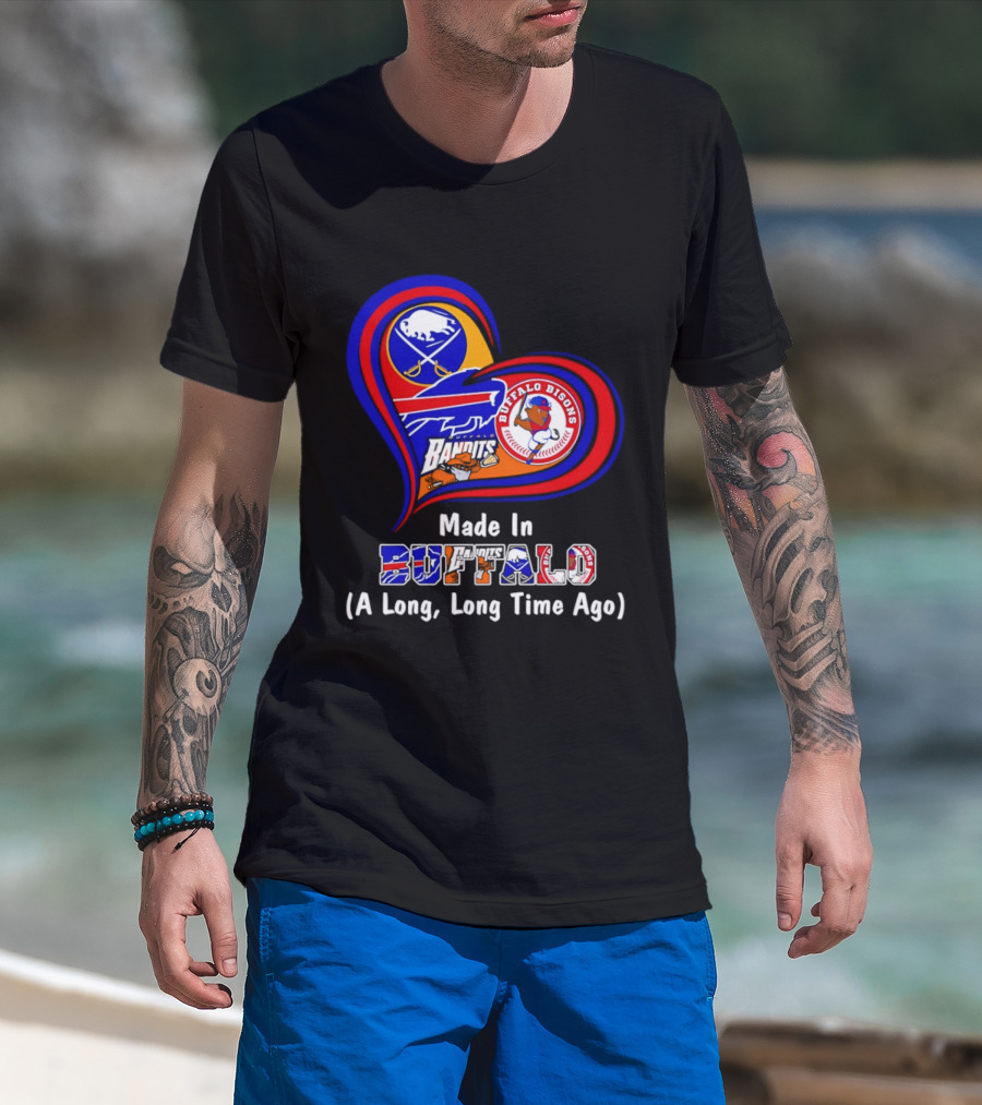 Buffalo Sabres Bills Bisons Made In Buffalo Heart T-Shirt
