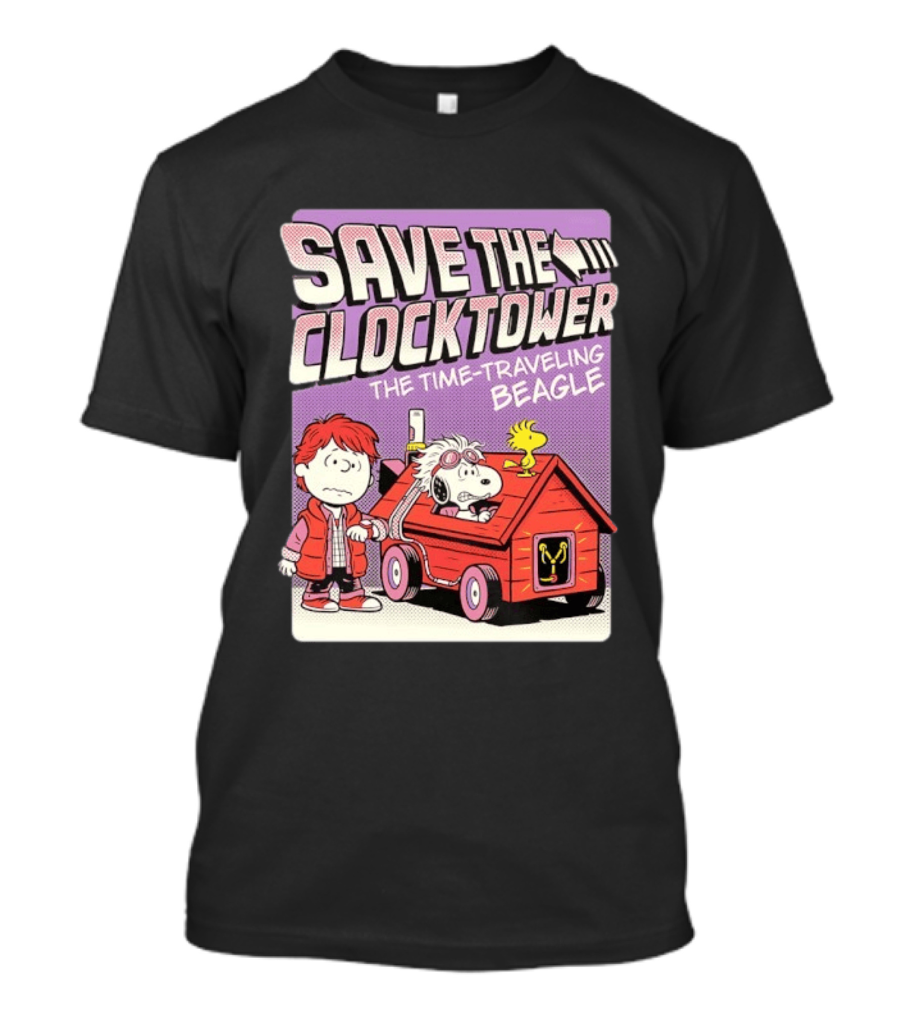 Save The Tower The Time Traveling Beagle Retro Adventure T-Shirt