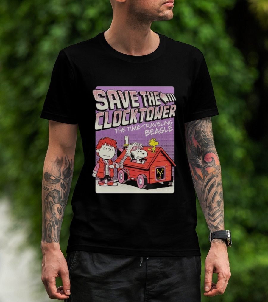 Save The Tower The Time Traveling Beagle Retro Adventure T-Shirt