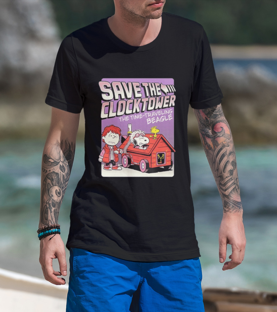 Save The Tower The Time Traveling Beagle Retro Adventure T-Shirt