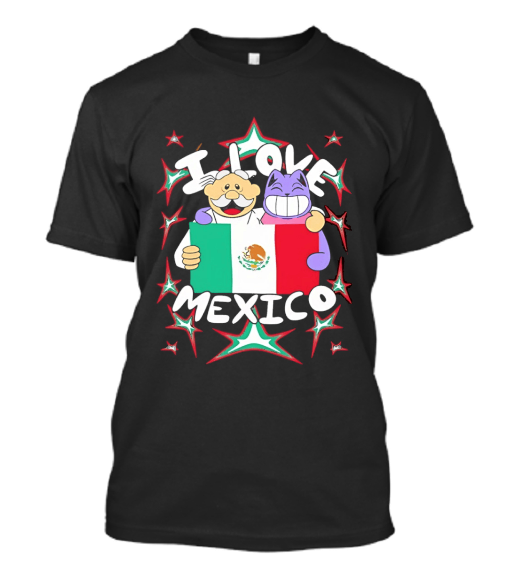 I Love Mexico Mexican Flag Cartoon Cat And Doctor T-Shirt