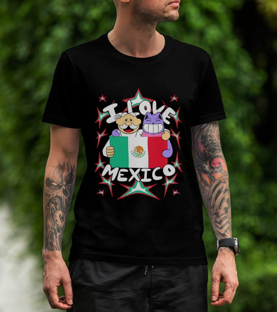I Love Mexico Mexican Flag Cartoon Cat And Doctor T-Shirt