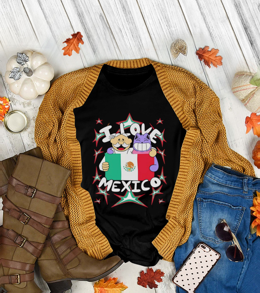 I Love Mexico Mexican Flag Cartoon Cat and Doctor T-Shirt