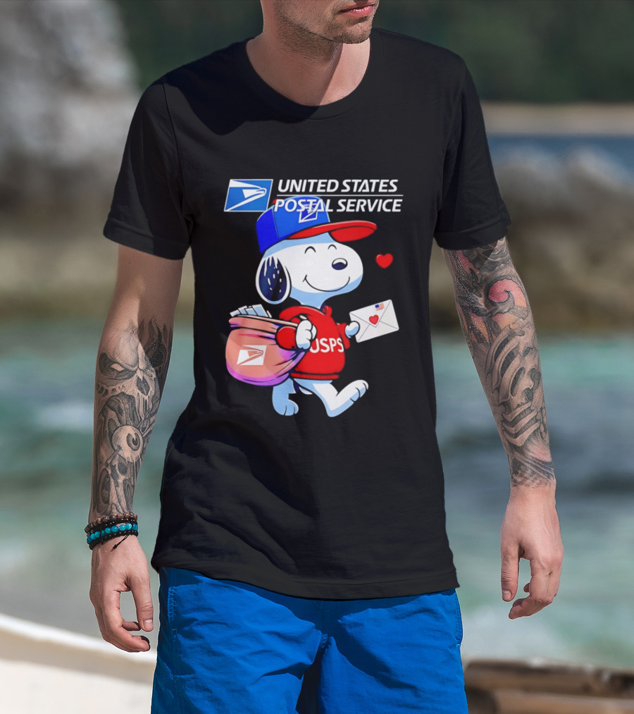 Snoopy USPS Mail Carrier United States Postal Service Official Collaboration T-Shirt