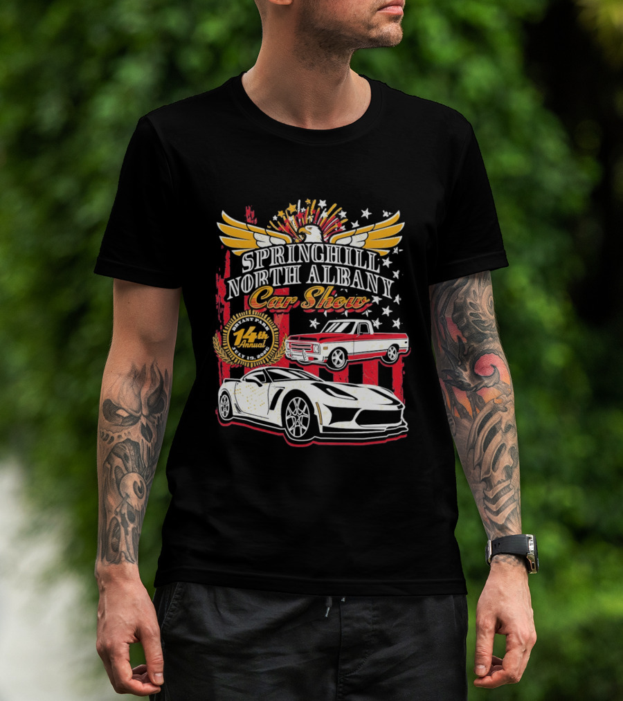 Springhill North Albany Car Show Vintage Truck And Sports Car Stars Wings T-Shirt