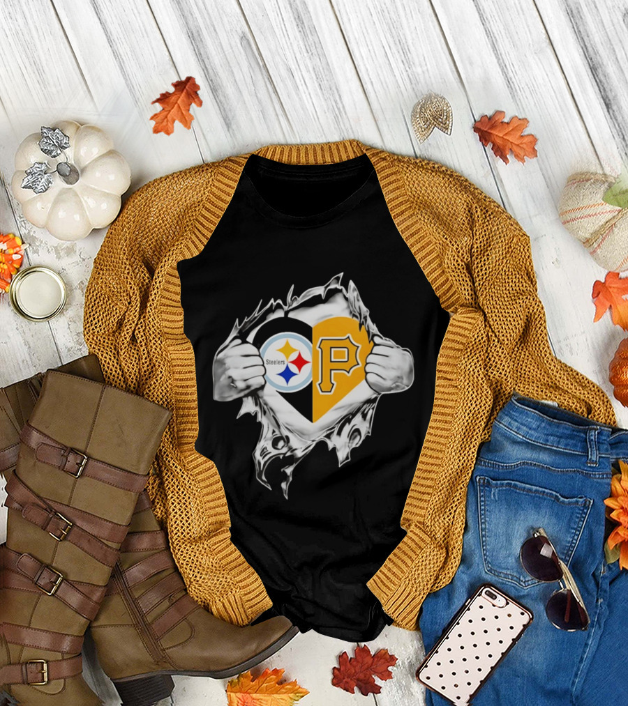 Steelers Pirates Heart Pittsburgh NFL MLB Fans T-Shirt