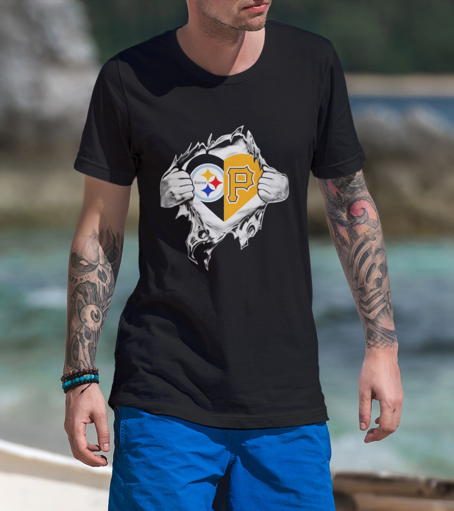 Steelers Pirates Heart Pittsburgh NFL MLB Fans T-Shirt