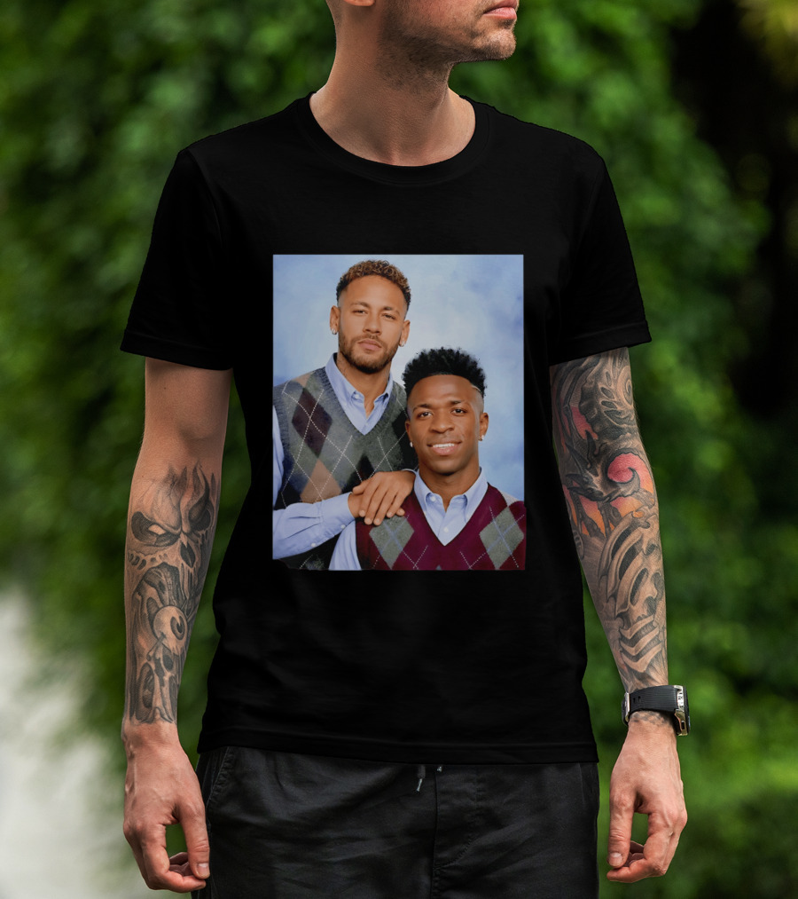 Neymar Jr Vinicius Jr Step Brothers Argyle Sweater Look T-Shirt