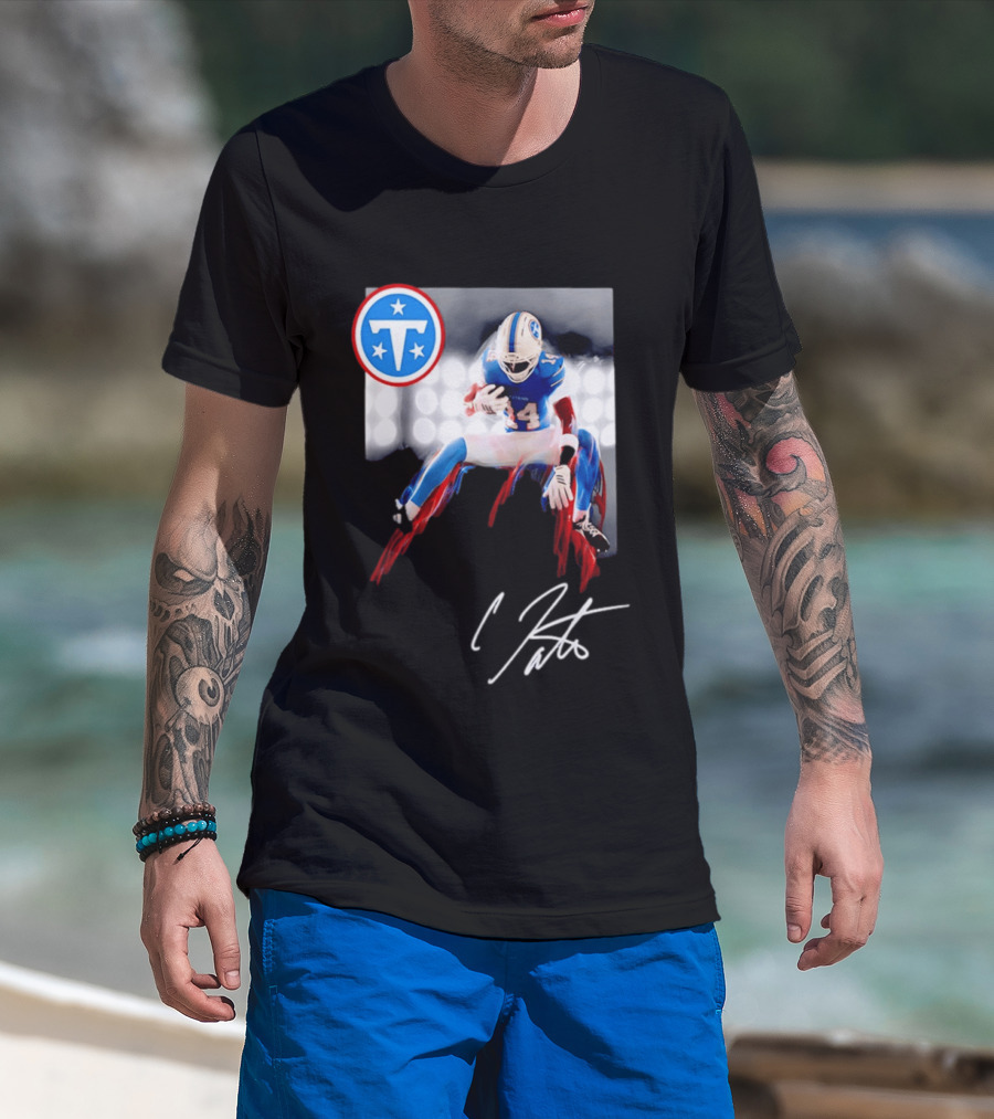 Tennessee Titans Carnell Tate Rookie Legacy 14 Blue Red T-Shirt
