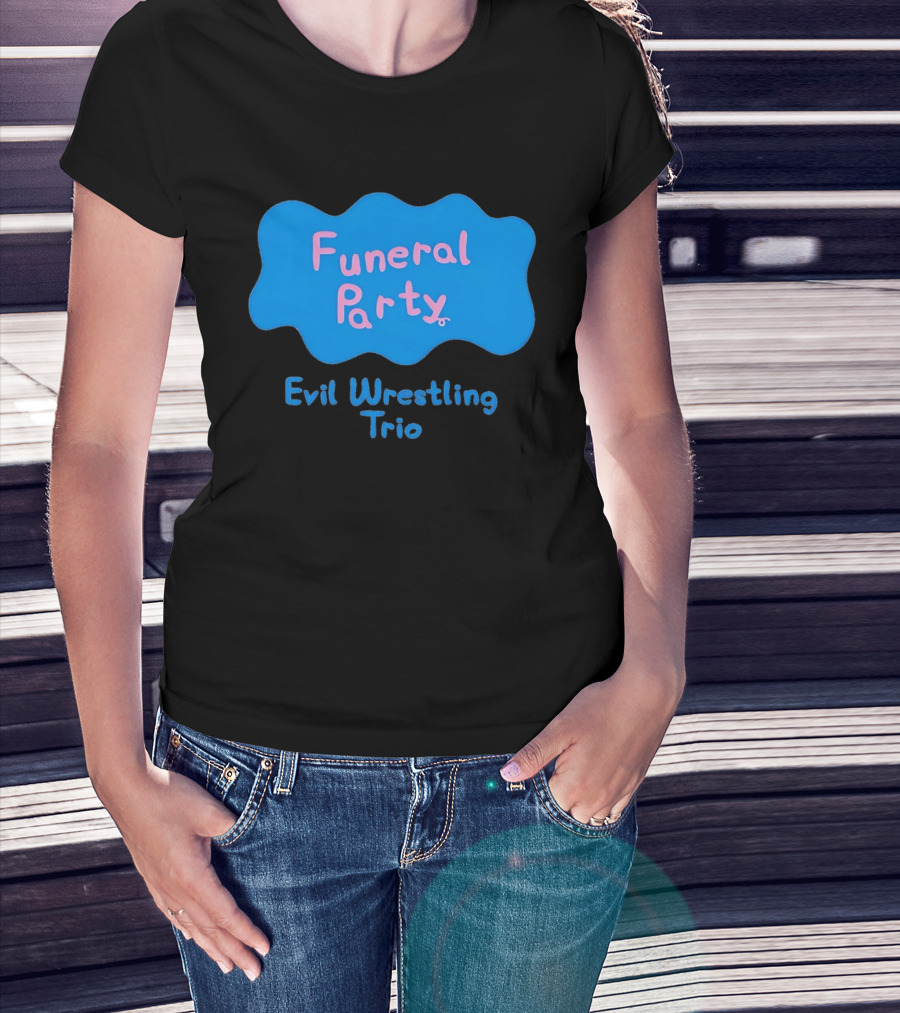 Funeral Party Evil Wrestling Trio Retro Blue Pink T-Shirt