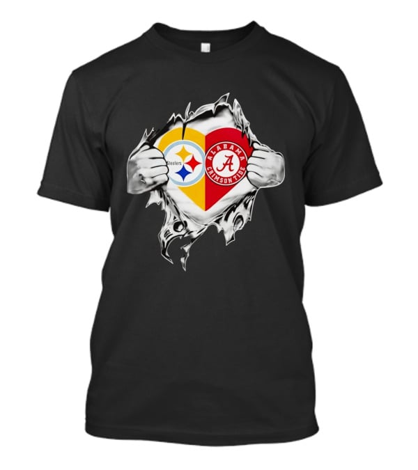 Pittsburgh Steelers Alabama Crimson Tide Heart Dual T-Shirt