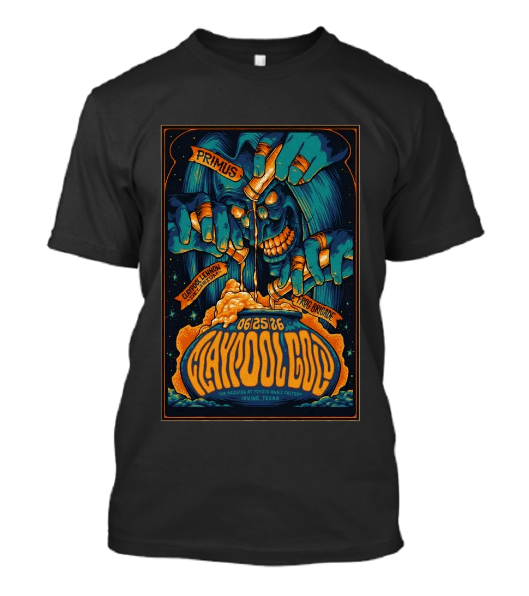 Primus Claypool Lennon Delirium Frog Brigade June 25 2026 Pavilion Toyota Music Factory Irving TX T-Shirt